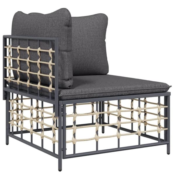 vidaXL hjørnemodul til havesofa med mørkegrå hynder polyrattan