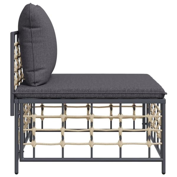 vidaXL midtermodul til havesofa med mørkegrå hynder polyrattan