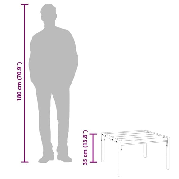 vidaXL loungebord 60x60x35 cm stål sort