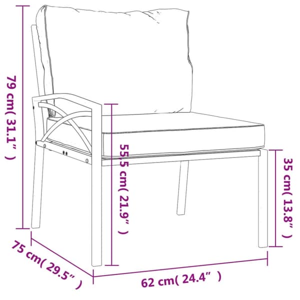 vidaXL Trädgårdsstolar med grå dynor 2 st 62x75x79 cm stål