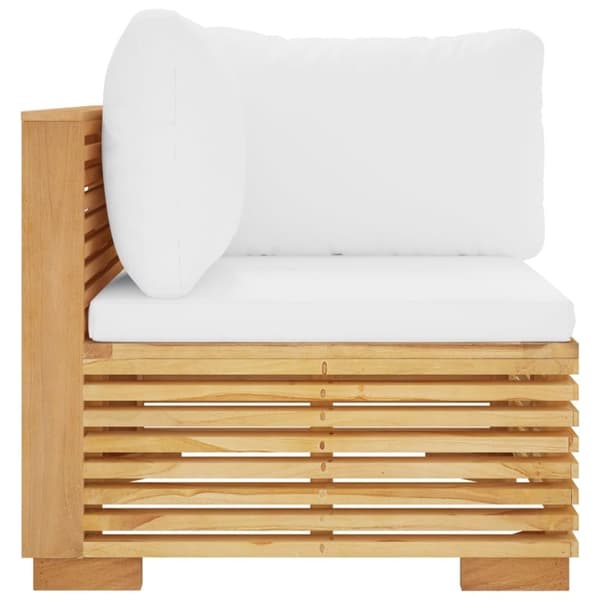 vidaXL hjørnemodul til havesofa med cremefarvede hynder massivt teak