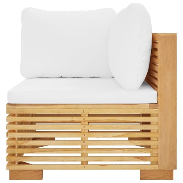 vidaXL hjørnemodul til havesofa med cremefarvede hynder massivt teak