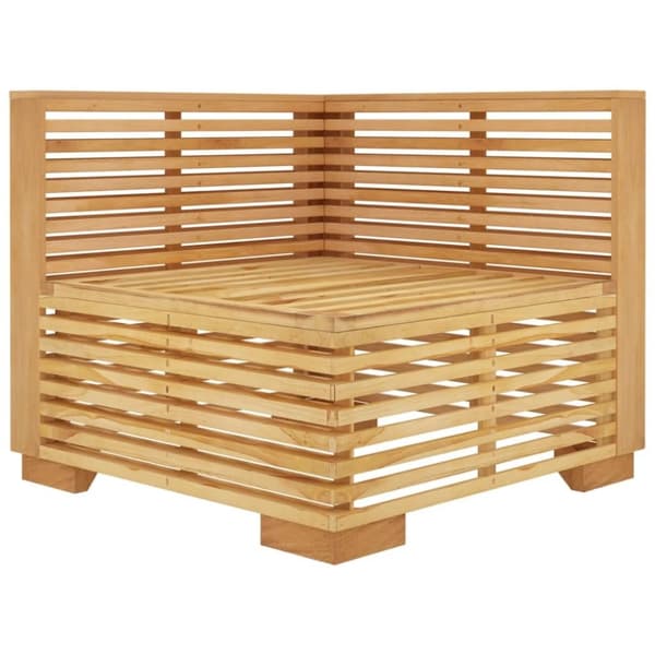 vidaXL hjørnemodul til havesofa med cremefarvede hynder massivt teak