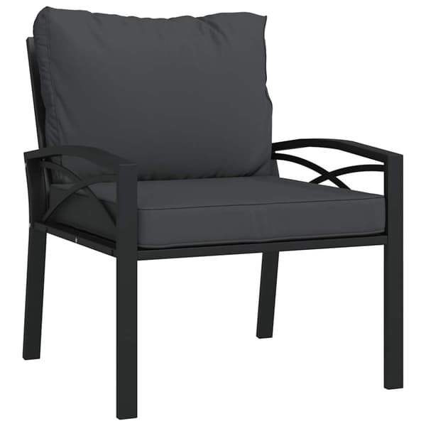 vidaXL Trädgårdsstol med grå dynor 68x76x79 cm stål