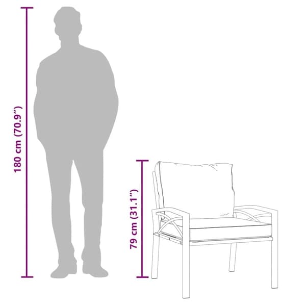 vidaXL Trädgårdsstol med grå dynor 68x76x79 cm stål