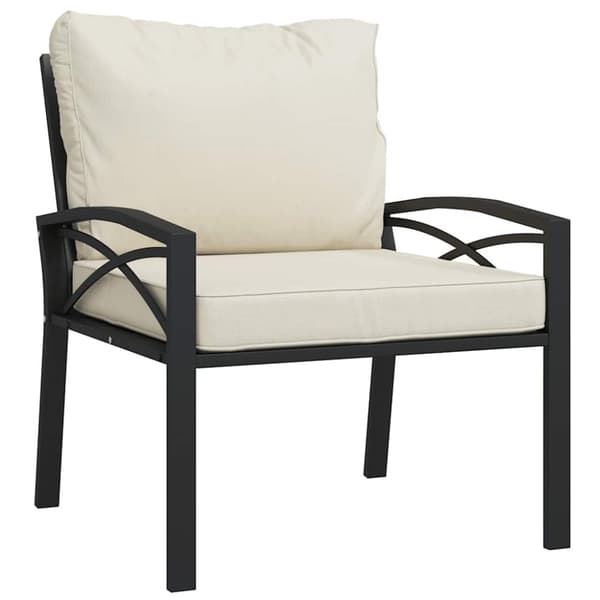 vidaXL Trädgårdsstolar med sandfärgade dynor 2 st 68x76x79 cm stål