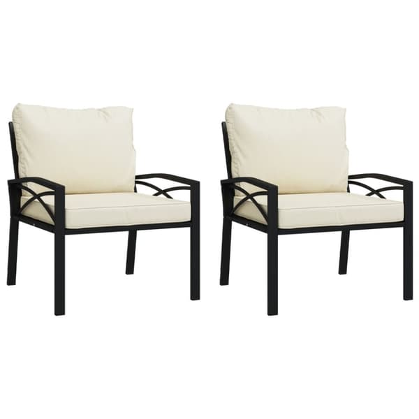 vidaXL Trädgårdsstolar med sandfärgade dynor 2 st 68x76x79 cm stål