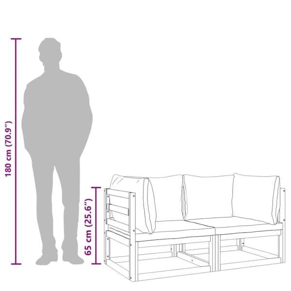 vidaXL hjørnemoduler til havesofa 2 stk. med grønne hynder akacietræ