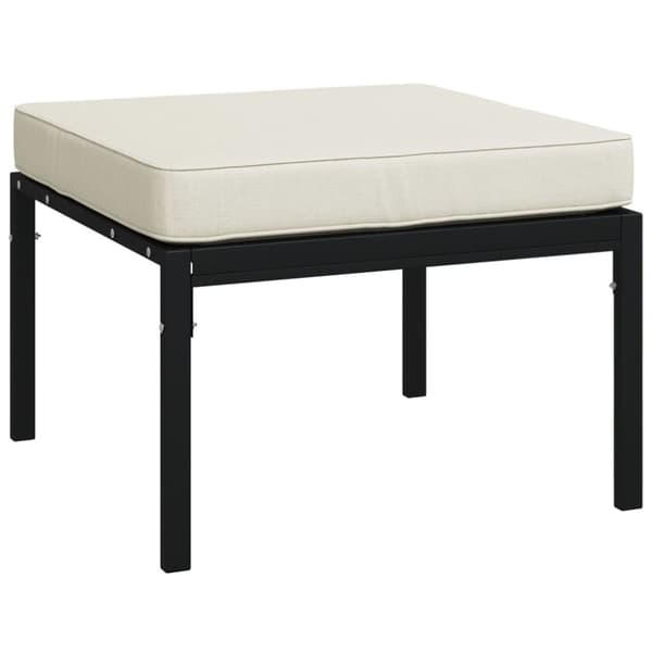 vidaXL Trädgårdspallar med sandfärgade dynor 2 st 60x60x35 cm stål