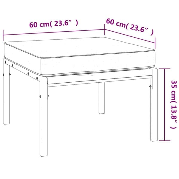 vidaXL Trädgårdspallar med sandfärgade dynor 2 st 60x60x35 cm stål