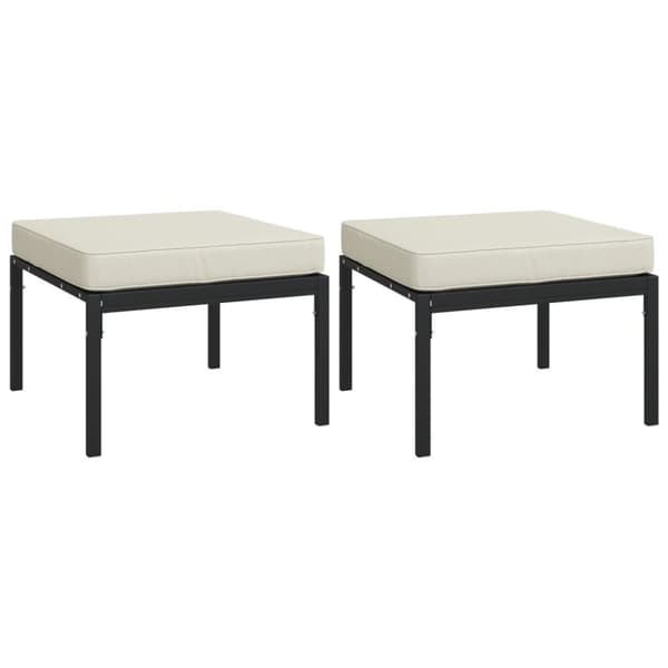 vidaXL haveskamler 2 stk. med sandfarvede hynder 60x60x35 cm stål