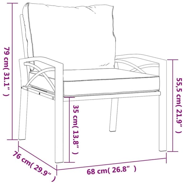 vidaXL havestol med grå hynder 68x76x79 cm stål