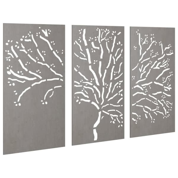 vidaXL Veggdekorasjoner til hage 3 stk 105x55 cm cortenstål tredesign