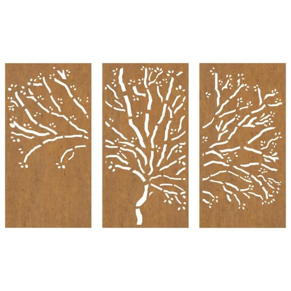 vidaXL Veggdekorasjoner til hage 3 stk 105x55 cm cortenstål tredesign