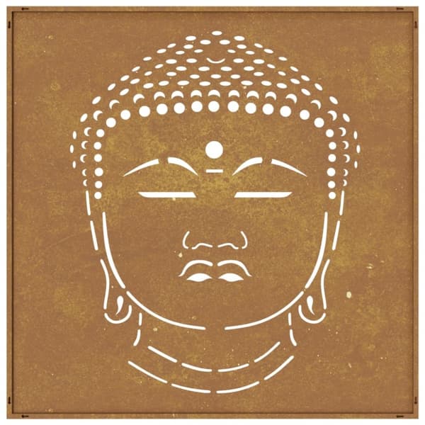 vidaXL Veggdekorasjon til hage 55x55 cm cortenstål Buddha-design