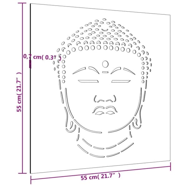 vidaXL Veggdekorasjon til hage 55x55 cm cortenstål Buddha-design