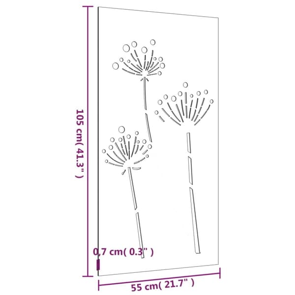 vidaXL Veggdekorasjon til hage 105x55 cm cortenstål blomsterdesign