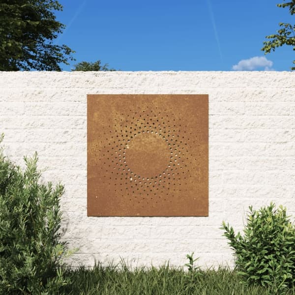 vidaXL Puutarhaseinäkoriste 55x55 cm corten teräs aurinkokuvio