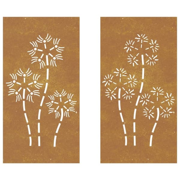 vidaXL udendørs vægdekoration 2 dele 105x55 cm blomster cortenstål