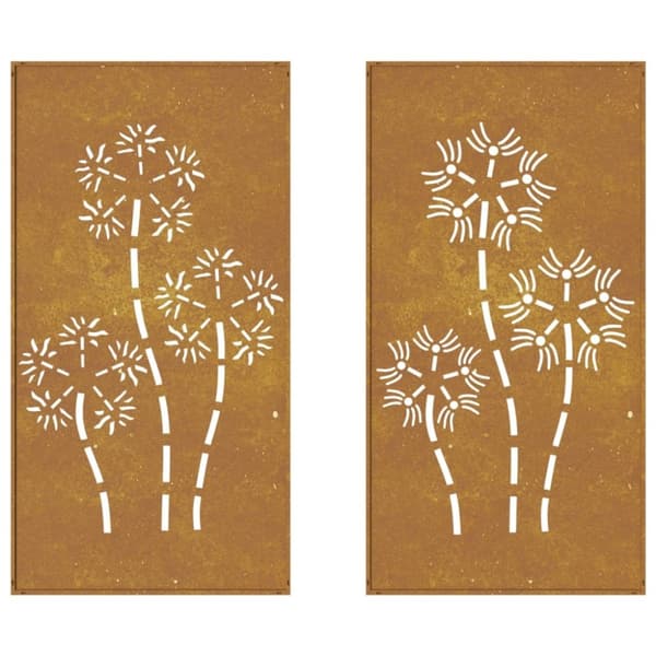 vidaXL udendørs vægdekoration 2 dele 105x55 cm blomster cortenstål