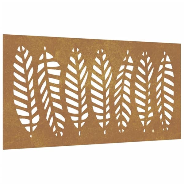 vidaXL Puutarhaseinäkoriste 105x55 cm corten teräs lehtikuvio