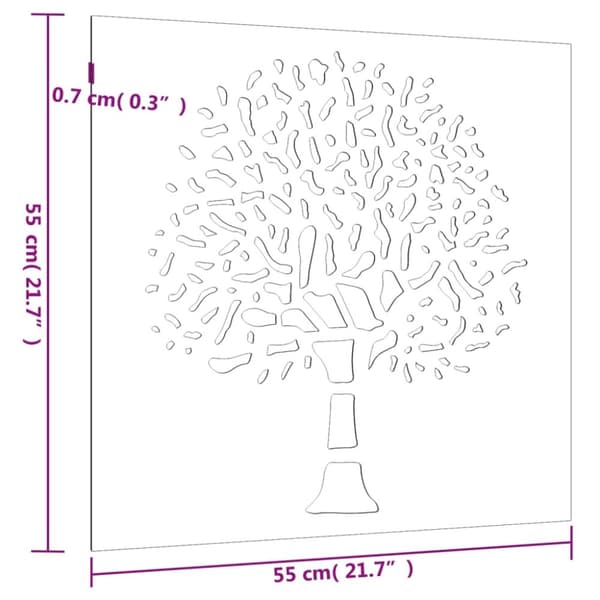 vidaXL Veggdekorasjon til hage 55x55 cm cortenstål tredesign