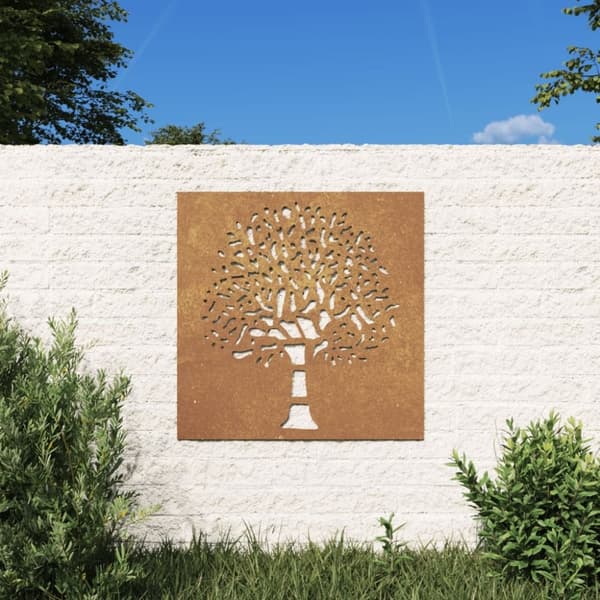 vidaXL Veggdekorasjon til hage 55x55 cm cortenstål tredesign