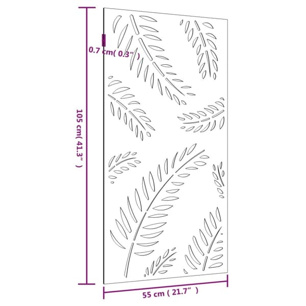 vidaXL Väggdekoration 105x55 cm rosttrögt stål bladdesign