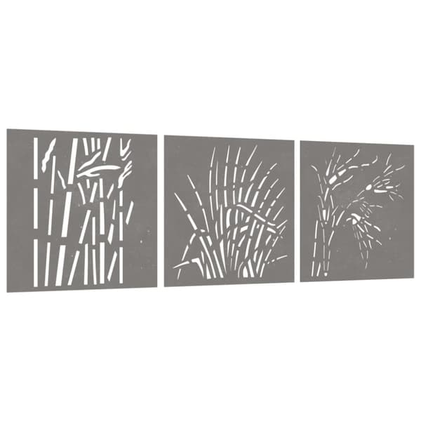 vidaXL Puutarhaseinäkoristeet 3 kpl 105x55 cm corten teräs ruohokuvio