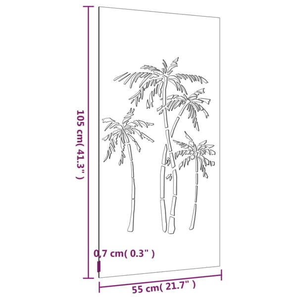 vidaXL Väggdekoration 105x55 cm rosttrögt stål palmdesign