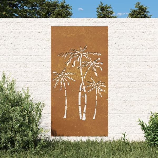vidaXL Puutarhaseinäkoriste 105x55 cm corten teräs palmukuvio