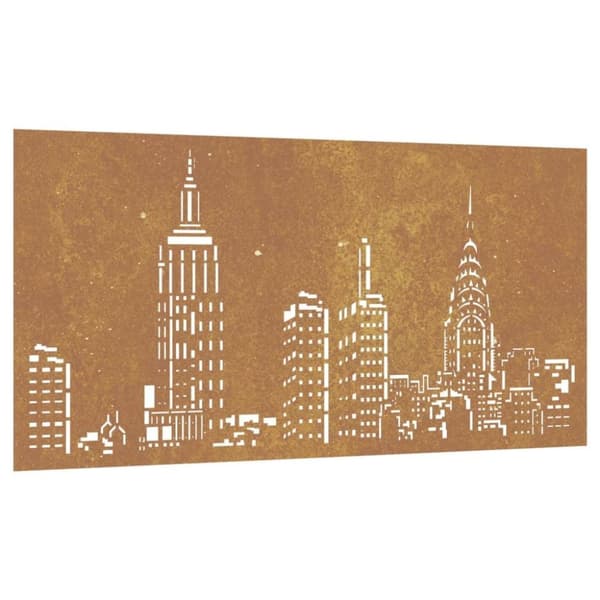 vidaXL udendørs vægdekoration 105x55 cm skyline-design cortenstål