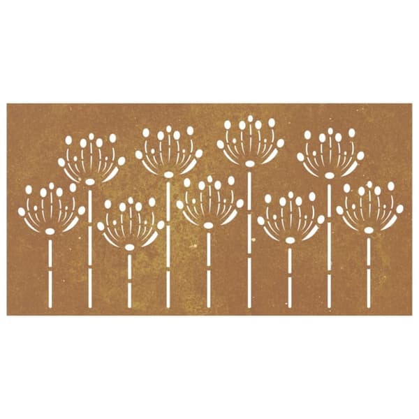 vidaXL Veggdekorasjon til hage 105x55 cm cortenstål blomsterdesign