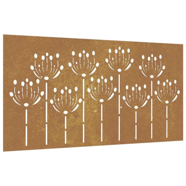 vidaXL Puutarhaseinäkoriste 105x55 cm corten teräs kukkakuvio
