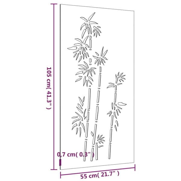 vidaXL udendørs vægdekoration 105x55 cm bambusdesign cortenstål