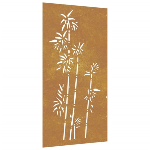 vidaXL udendørs vægdekoration 105x55 cm bambusdesign cortenstål