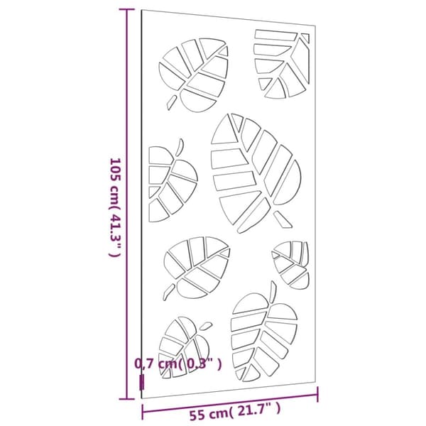 vidaXL Väggdekoration 105x55 cm rosttrögt stål bladdesign