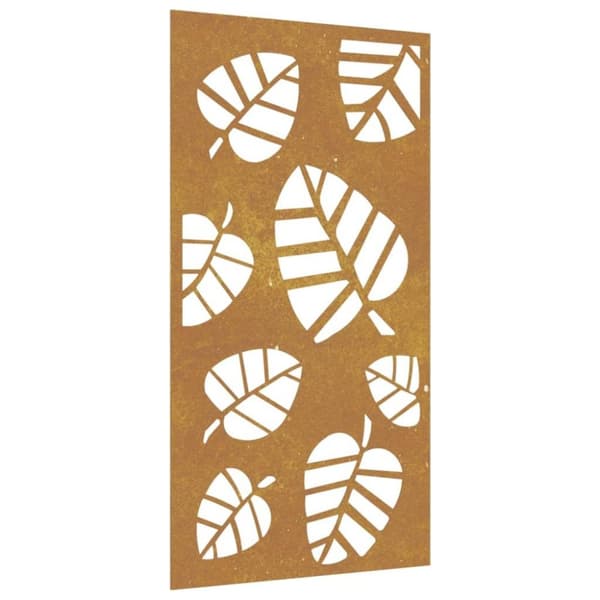 vidaXL udendørs vægdekoration 105x55 cm bladdesign cortenstål