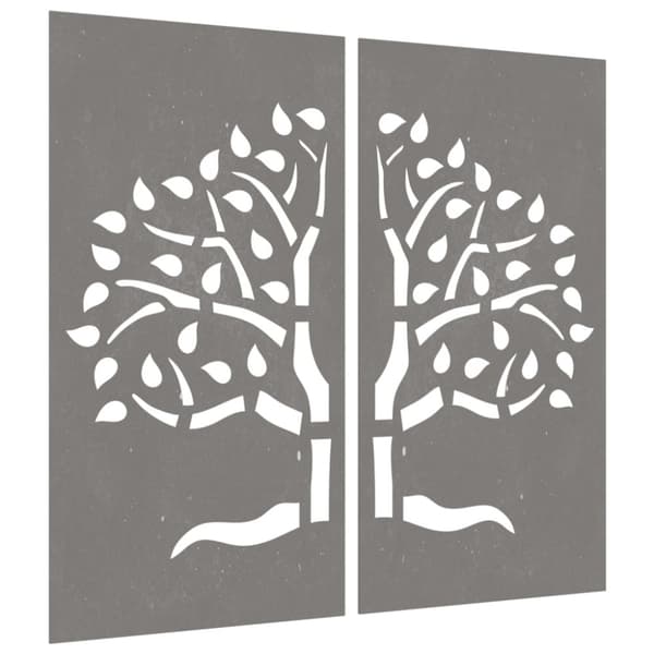 vidaXL Veggdekorasjoner til hage 2 stk 105x55 cm cortenstål tredesign