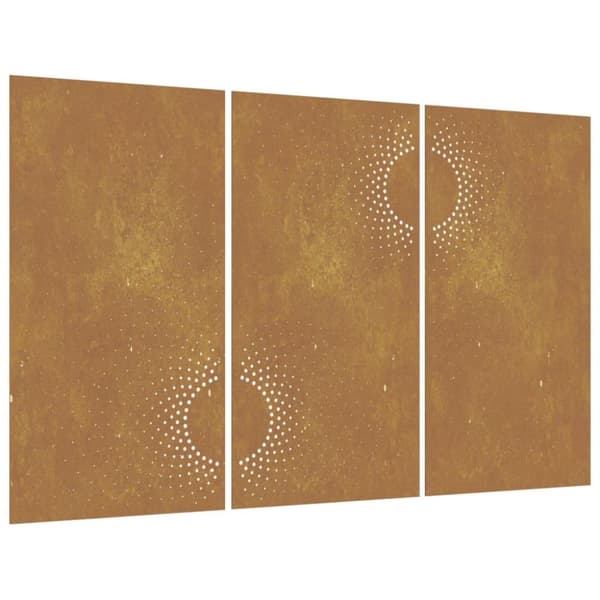 vidaXL udendørs vægdekoration 3 dele 105x55 cm soldesign cortenstål