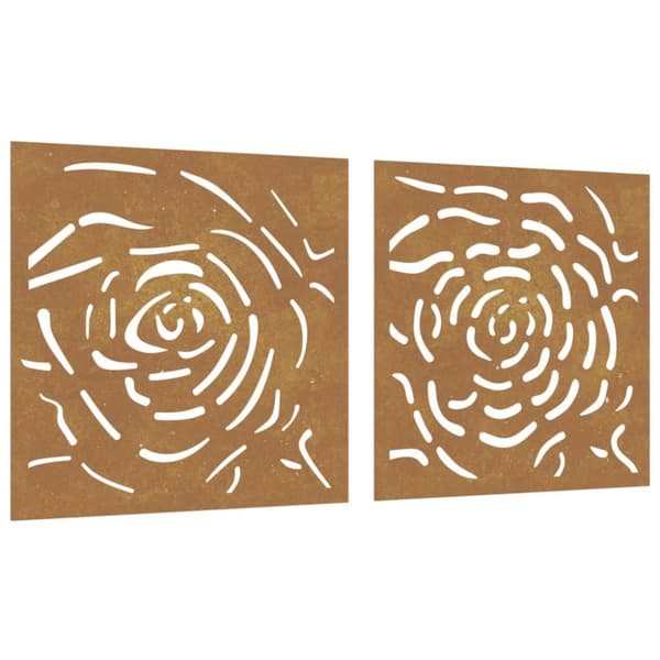 vidaXL udendørs vægdekoration 2 dele 55x55 cm rosedesign cortenstål