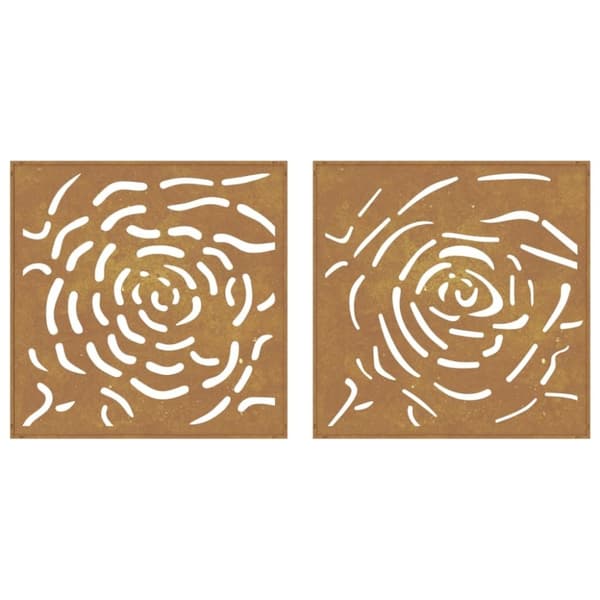 vidaXL Veggdekorasjoner til hage 2 stk 55x55 cm cortenstål rosedesign