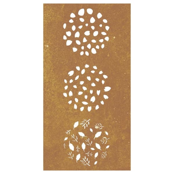 vidaXL Puutarhaseinäkoriste 105x55 cm corten teräs lehtikuvio