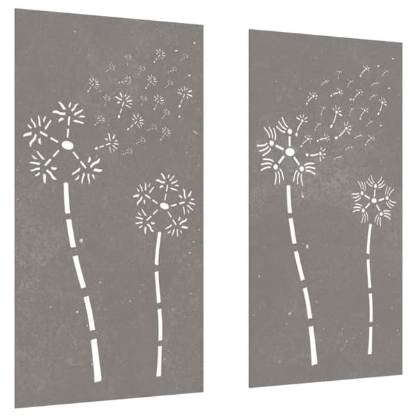 vidaXL Väggdekorationer 2 delar 105x55cm rosttrögt stål blomdesign