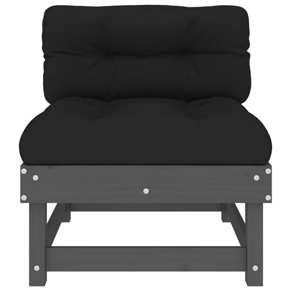 vidaXL Midtsofa med puter grå heltre furu
