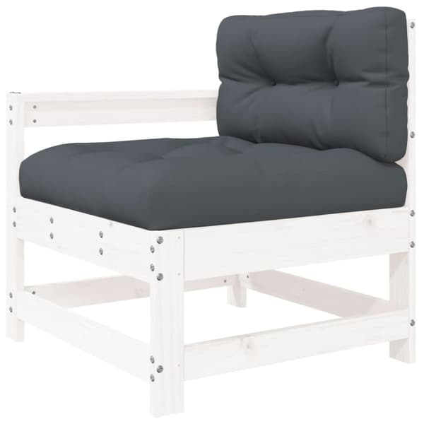 vidaXL Hagestoler med puter 2 stk hvit heltre furu
