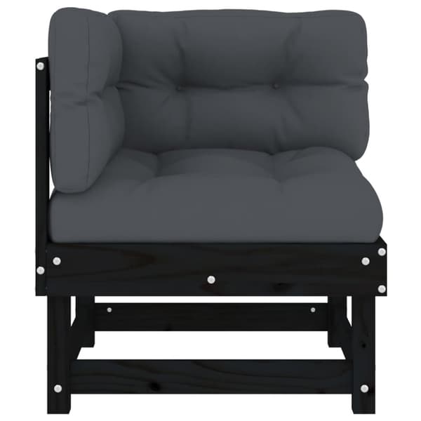 vidaXL hjørnemoduler til sofa 2 stk. med hynder massivt fyrretræ sort