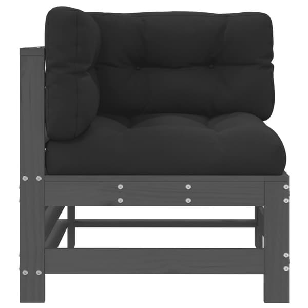 vidaXL Hjørnesofa med puter 2 stk grå heltre furu