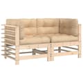 Miniatyrbilde 2 av 10: vidaXL Hjørnesofa med puter 2 stk heltre furu