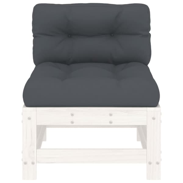 vidaXL Midtsofa med puter hvit heltre furu
